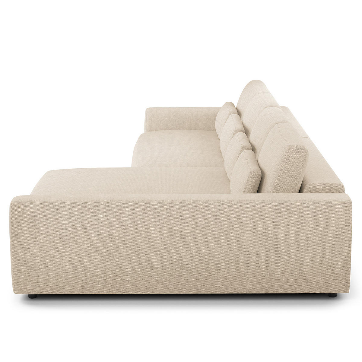 ECKSOFA mit XXL-Longchair - Beige/Schwarz, Kunststoff/Textil (323/182cm) - home24