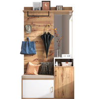 GARDEROBE 105/190,5/40 cm Weiß/Holzfarbe aus MDF und Spanplatte mit Spiegel 5er Set - Weiß, Holzwerkstoff (40/190.5/105cm) - OKMYHOME