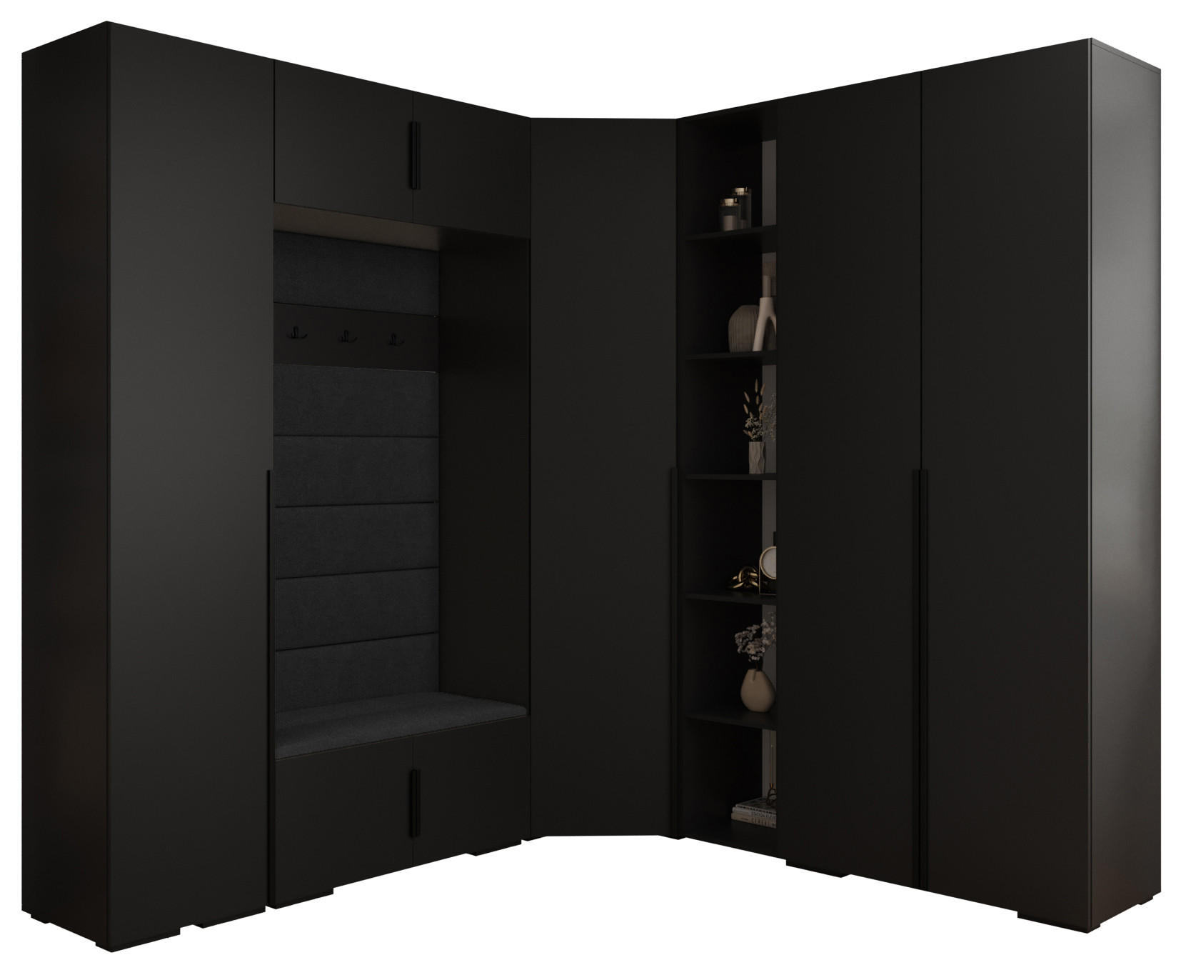 Abiks Möbel Garderoben-Set Schwarz, Schwarz, Schwarz 231.7x236.7x47 cm