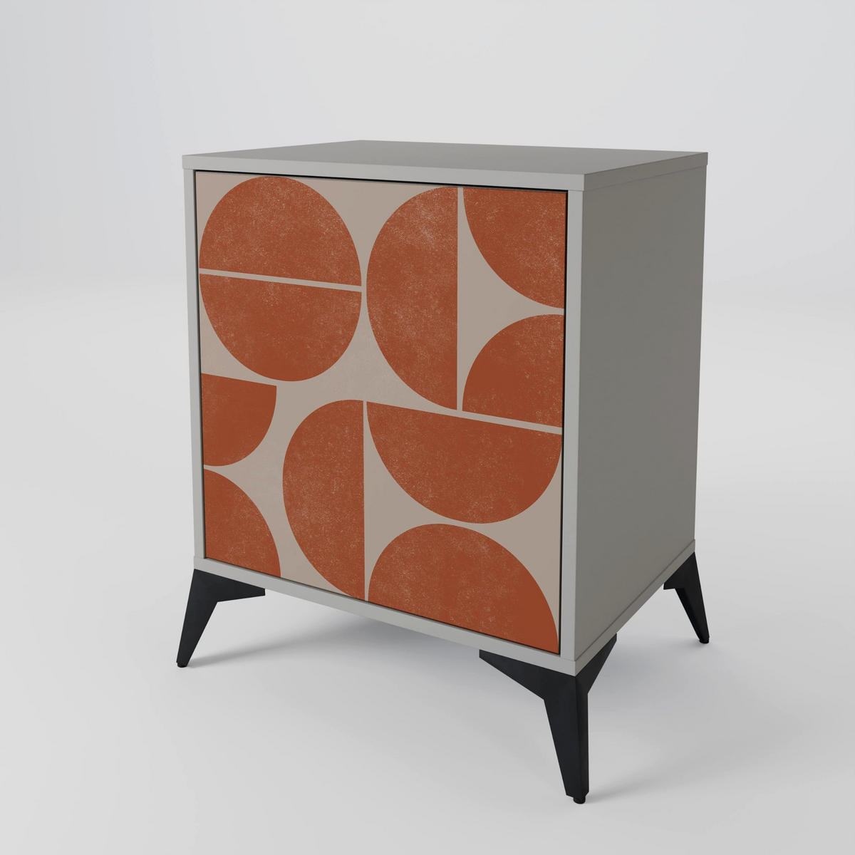 SIDEBOARD REPETITION COMPULSION, Grau, 57,5x42x77,5 cm, Schräge Buchenholzfüße - Buchefarben/Multicolor, Holzwerkstoff/Buchenholz (57.5/77.5/42cm) - SpaceRebels