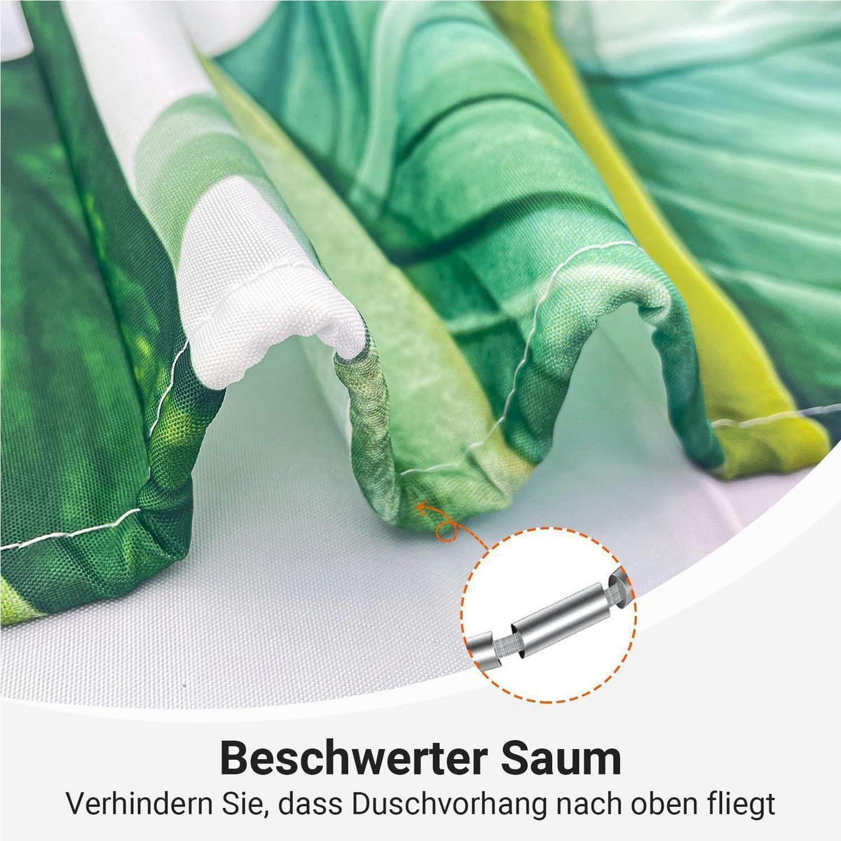 DUSCHVORHANG Grüne Blätter Vogel 180 x 200 cm - Multicolor, Textil (180/200cm)