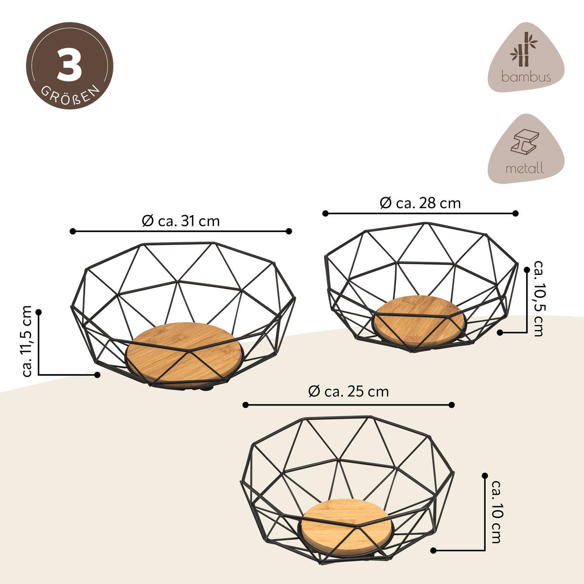 OBSTKORB, schwarz, Metall - Schwarz, Metall (126cm) - eluno