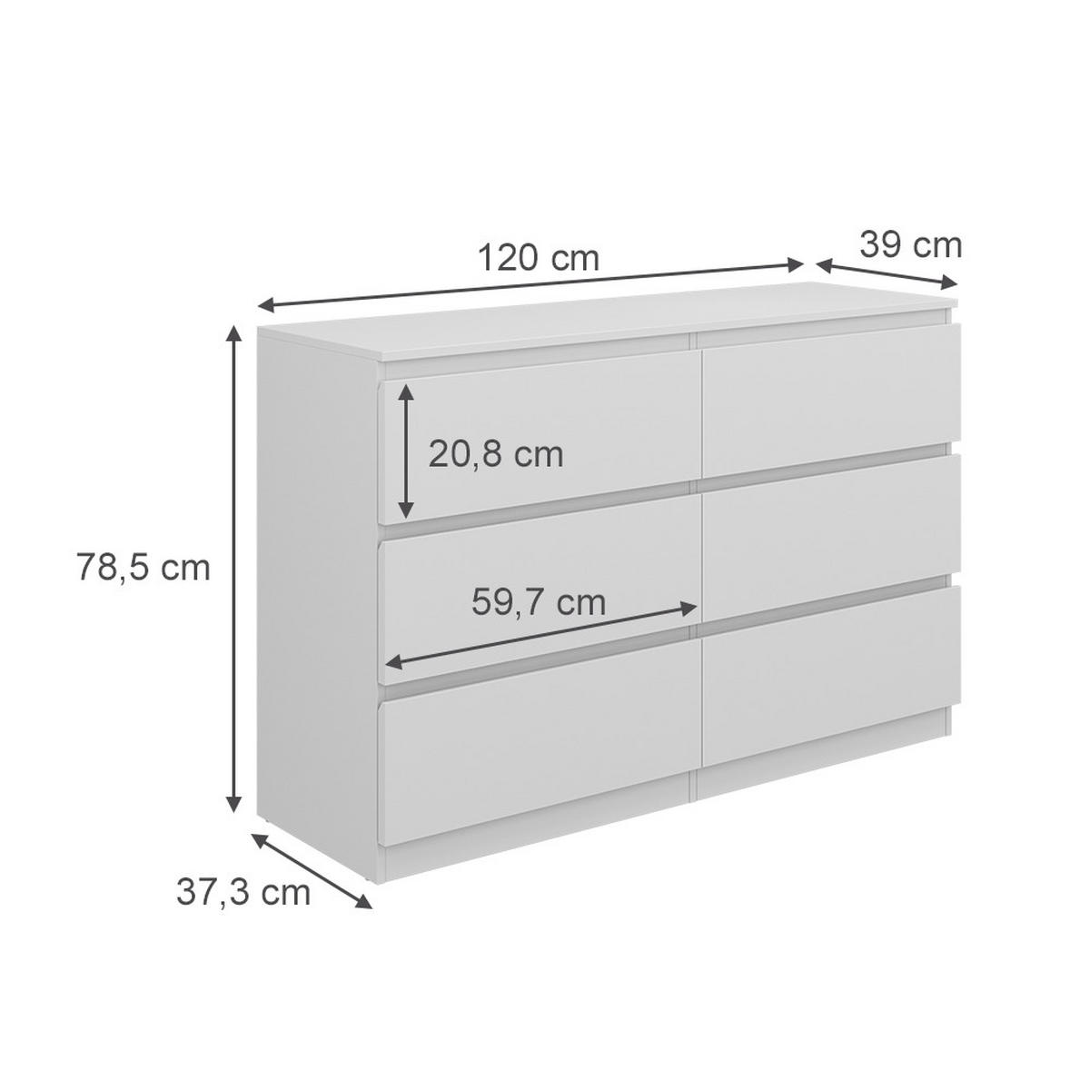 KOMMODE Calisto Weiß 120 x 78.5 cm - Weiß, Holzwerkstoff (39/78.5/120cm) - Vicco