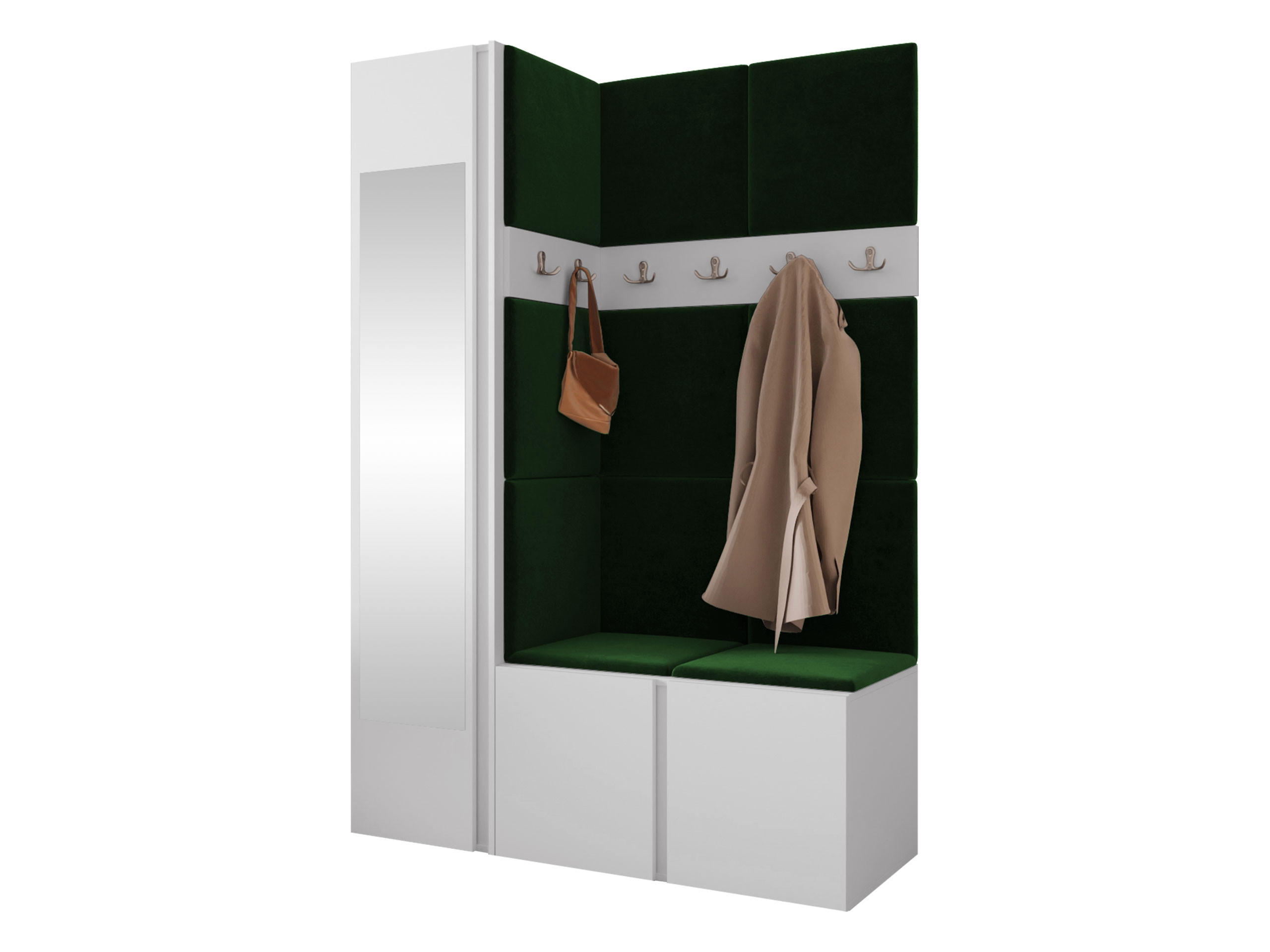 GARDEROBEN-SET Orion X - Weiß/Grün, Holzwerkstoff/Kunststoff (124/186/46cm) - MIRJAN24