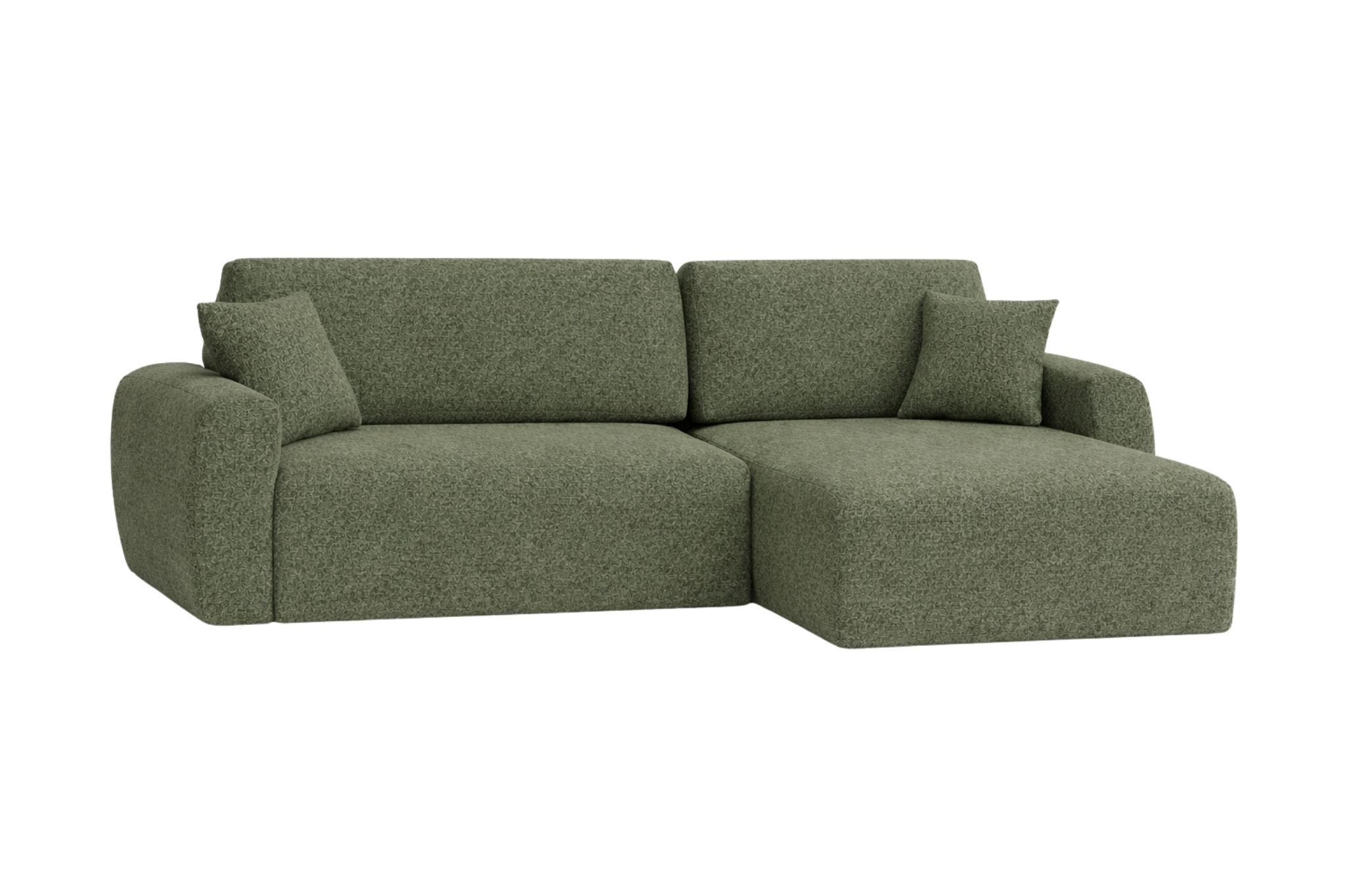 ECKSOFA Mit Schlaffunktion, Ariel XL, Chenille-Stoff, Stoff Artico, Moss, Rechts - Hellgrün, Holz (280/142cm) - Kaiser Möbel