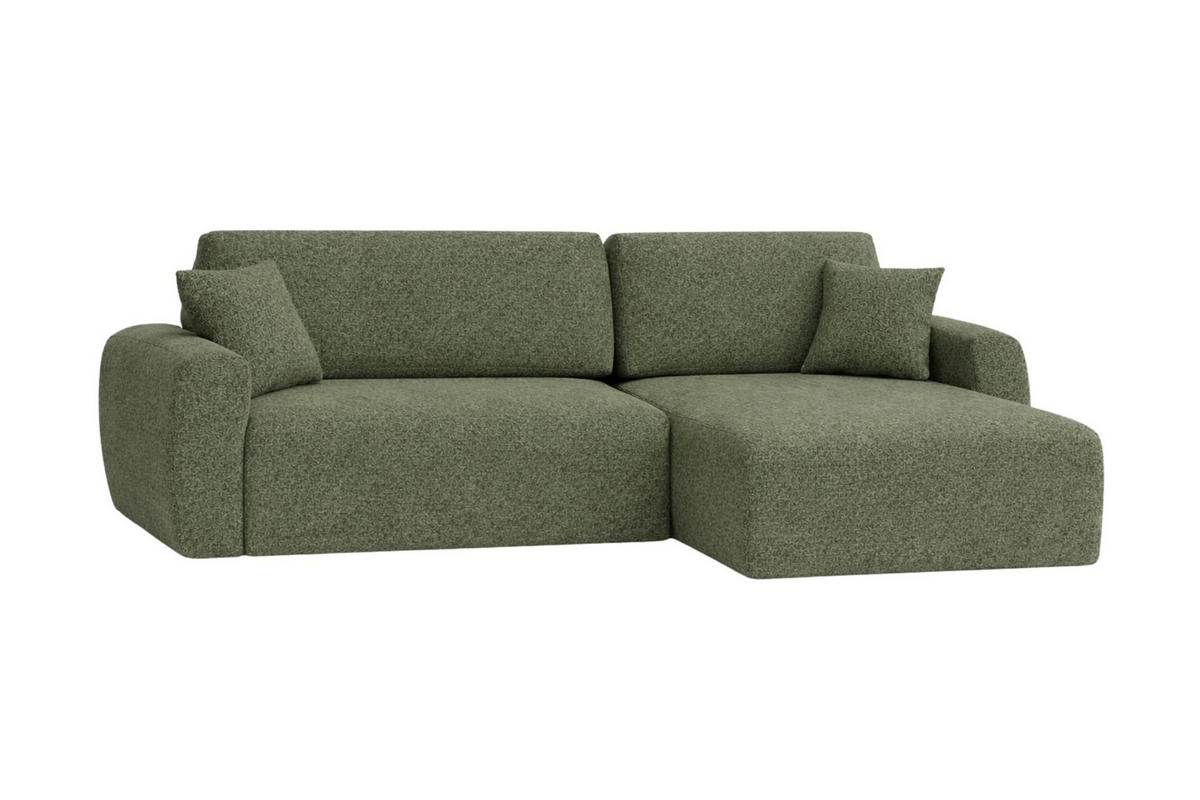 ECKSOFA Mit Schlaffunktion, Ariel XL, Chenille-Stoff, Stoff Artico, Moss, Rechts - Hellgrün, Holz (280/142cm) - Kaiser Möbel