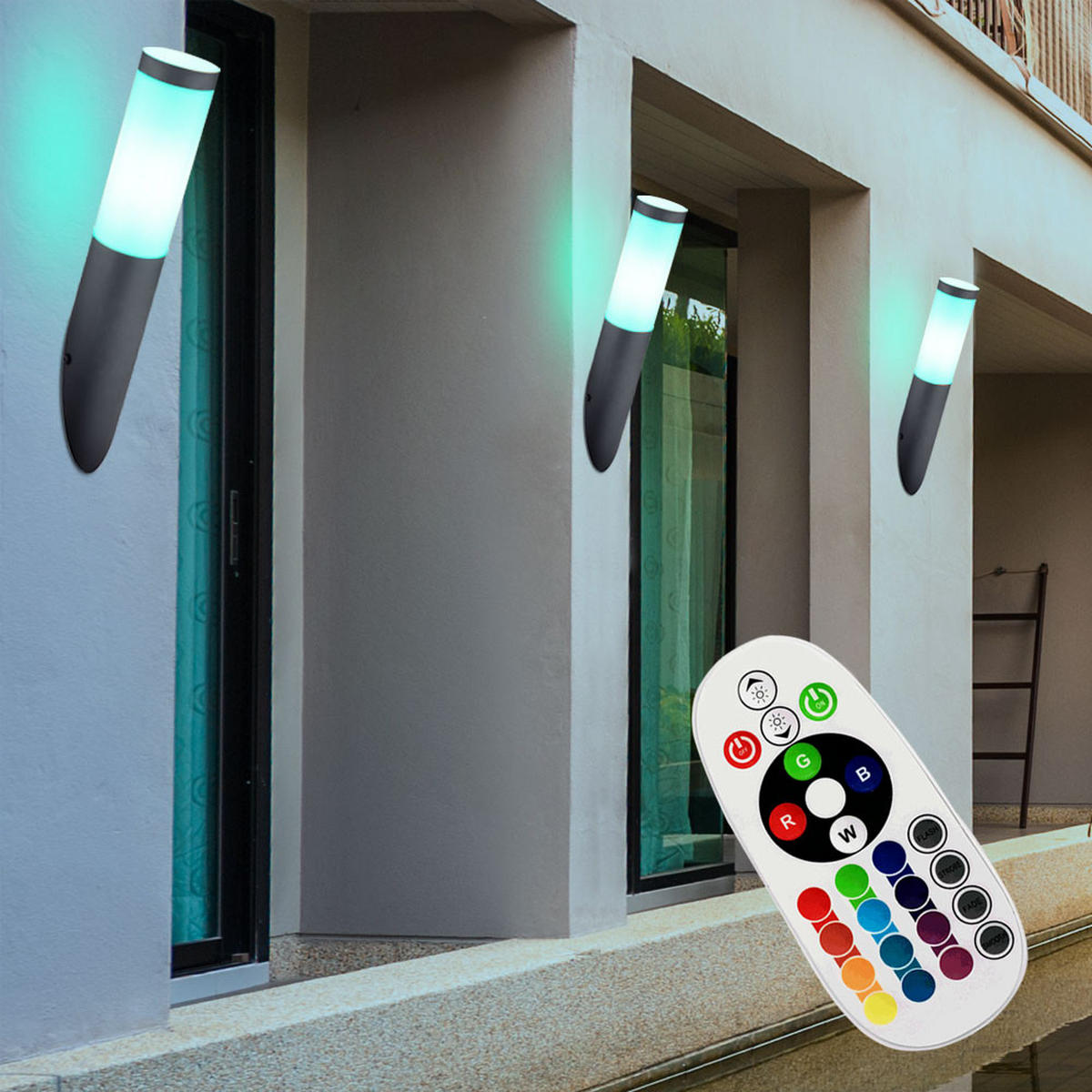 RGB LED AUSSEN-WANDLEUCHTE Edelstahl Anthrazit 2er Set - Anthrazit, Metall (7.6/39/17cm) - Globo Lighting