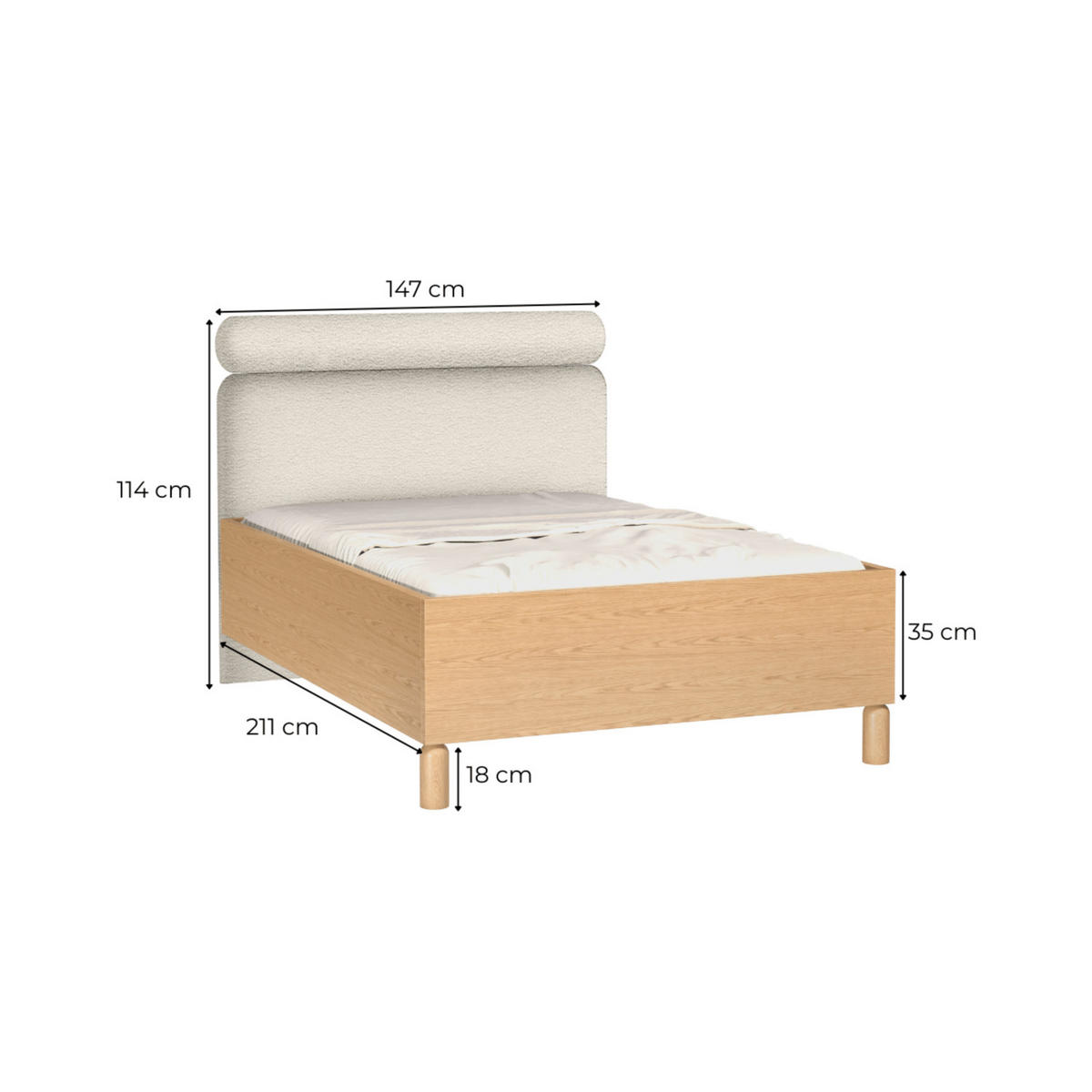 BETT MIT BETTKASTEN Sanden SN-12 140 x 200 cm Eiche Bookmatch - Eichefarben, Holz/Holzwerkstoff (140/200cm) - Koseto