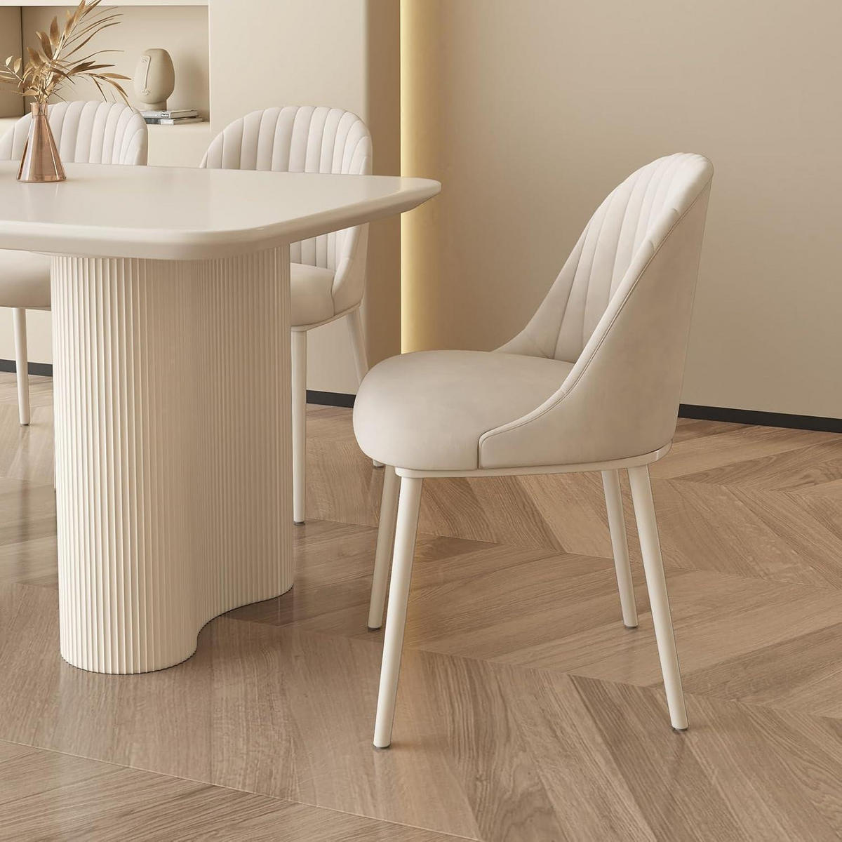 ESSZIMMERSTUHL 4-teiliges Set Samt Creme - Creme, Textil (50.5/86/56cm)