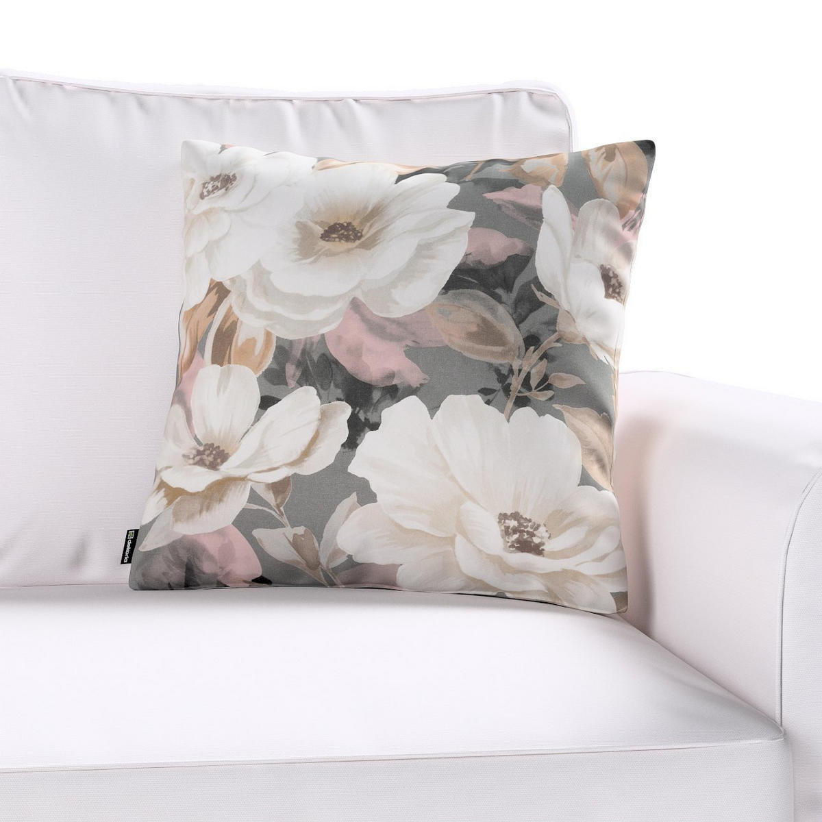 KISSENHÜLLE Gardenia grau und rosa, 50x50cm - Rosa, Textil (50/50cm) - Dekoria