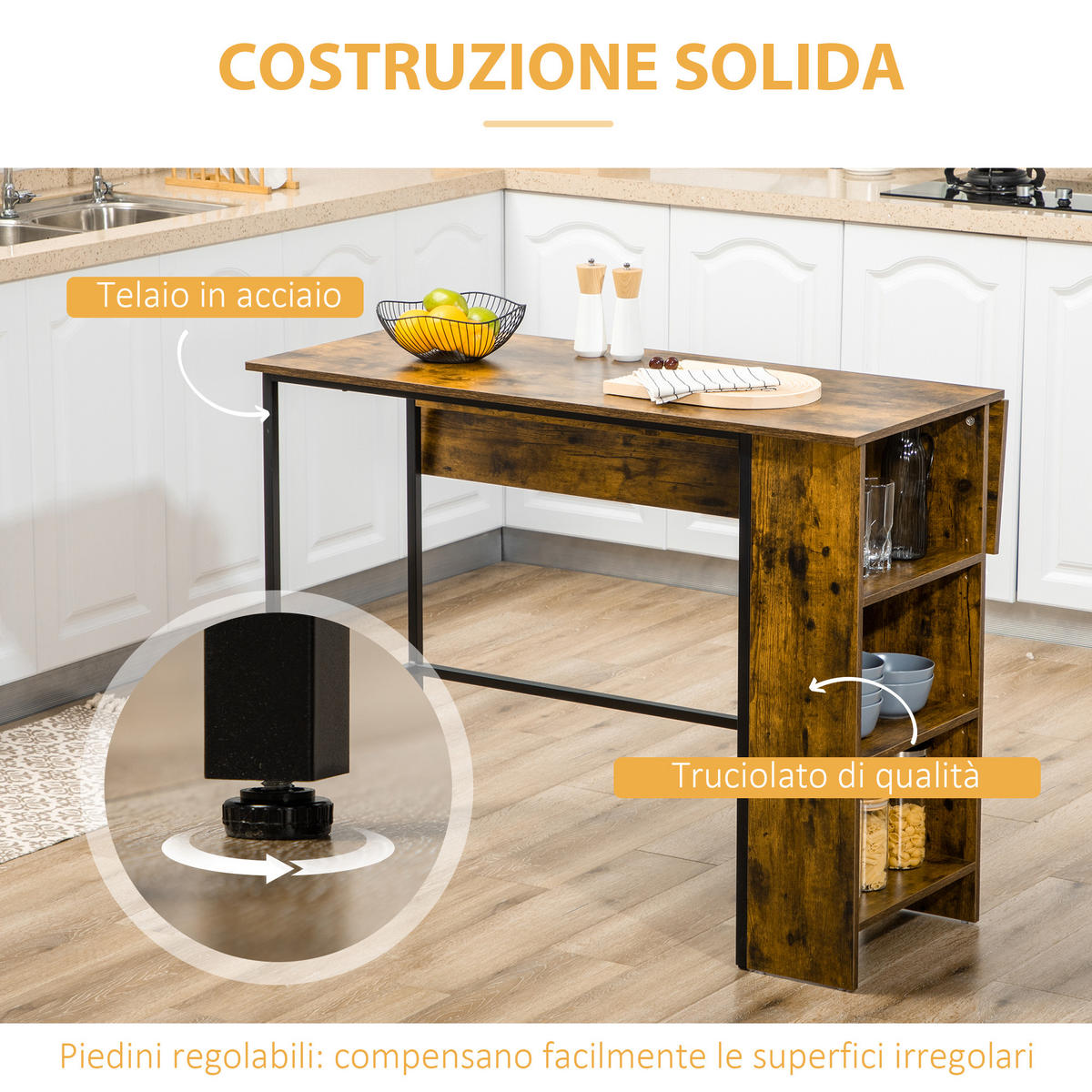 BARTISCH Rustikales Braun 1 Stück - Braun, Naturmaterialien (120/76/91.4cm) - GiPP