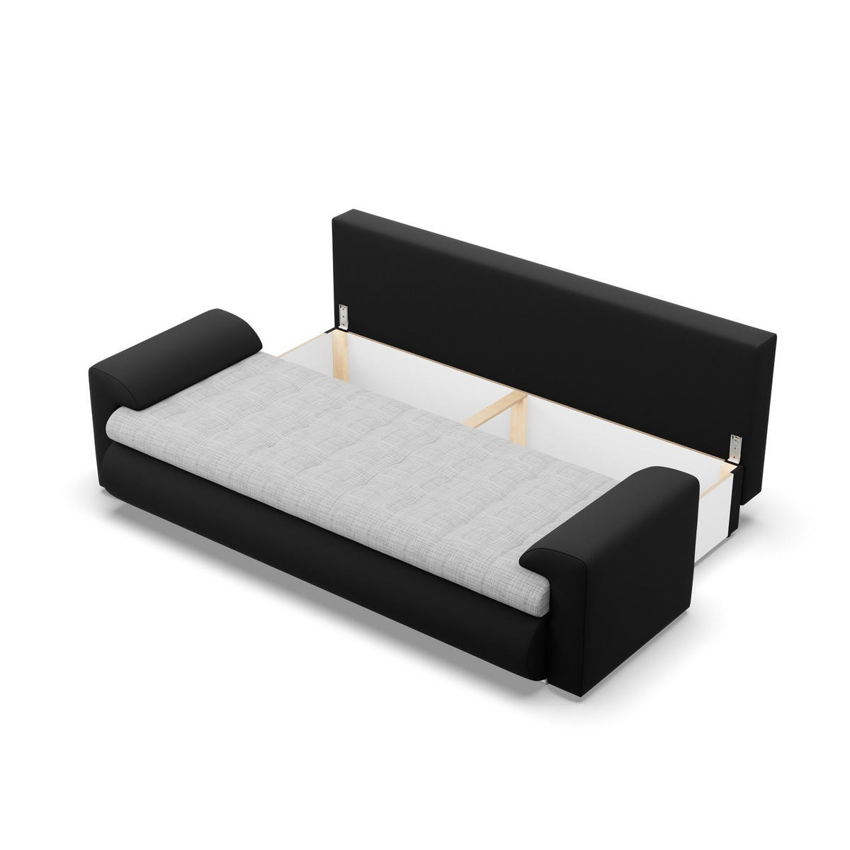 SOFA 3-SITZER MIT SCHLAFFUNKTION FORESTA, Grau + Schwarz - Schwarz/Grau, Textil (222/92/96cm)