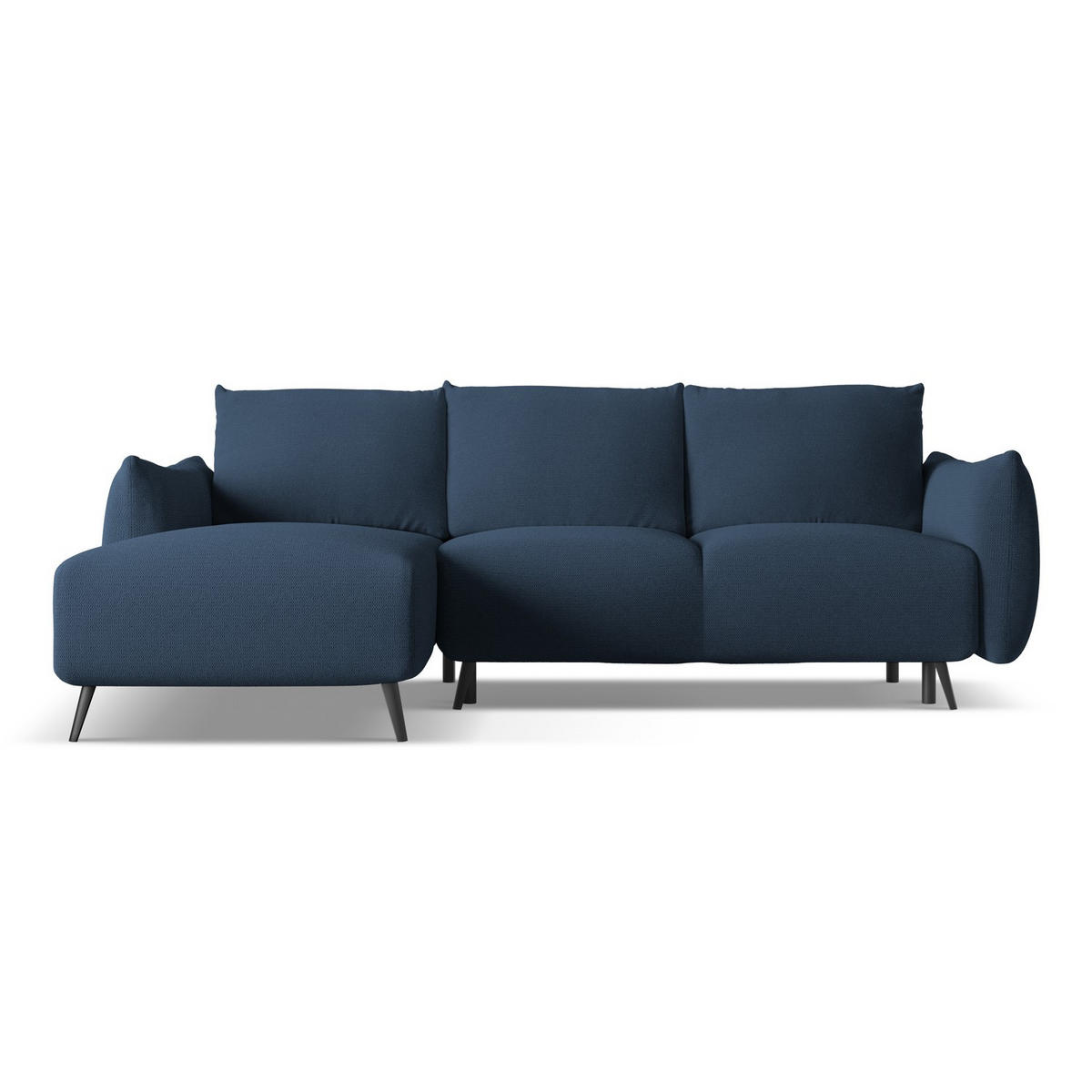 ECKSOFA mit Schlaffunktion Chenille Stoff Blau - Blau/Schwarz, Textil/Metall (162/242cm) - LaMiaSofa