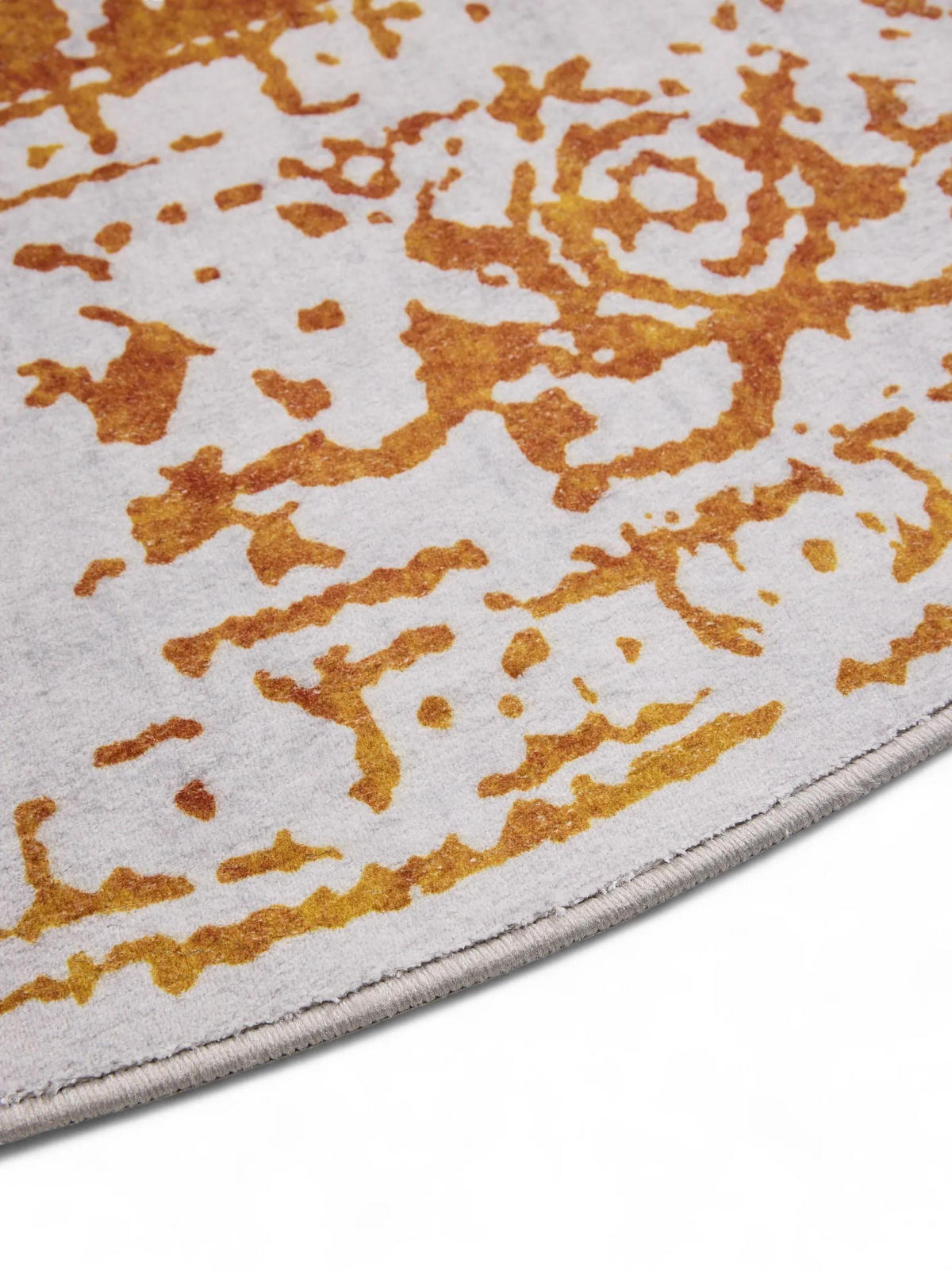 VINTAGE-TEPPICH Miray waschbar ø 160 cm rund - Orange/Grau, Kunststoff (160/160cm) - benuta Nest