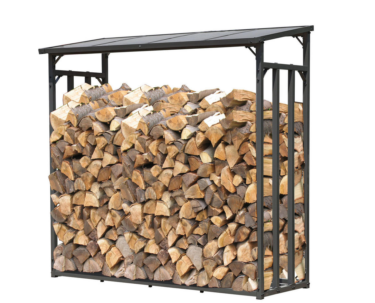 KAMINHOLZREGAL Außen 2 Stück 143x70x185 cm Metall Anthrazit 2,8 m³ / 4 SRM - Anthrazit, Metall (143/145/70cm) - QUICK STAR
