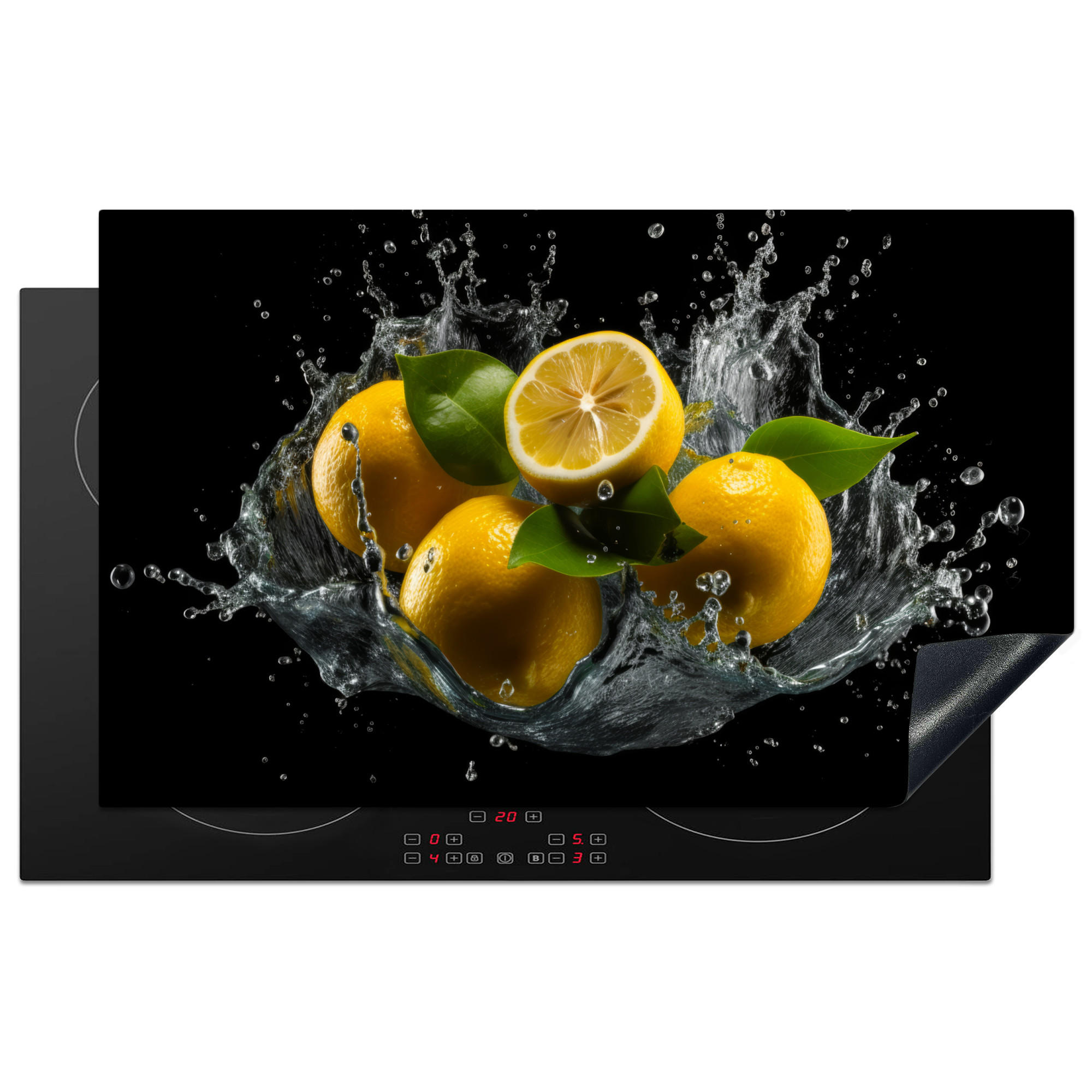MuchoWow KRYT NA INDUKČNÍ DESKU Citron - Ovoce - Žlutá - Černá 85x52 cm