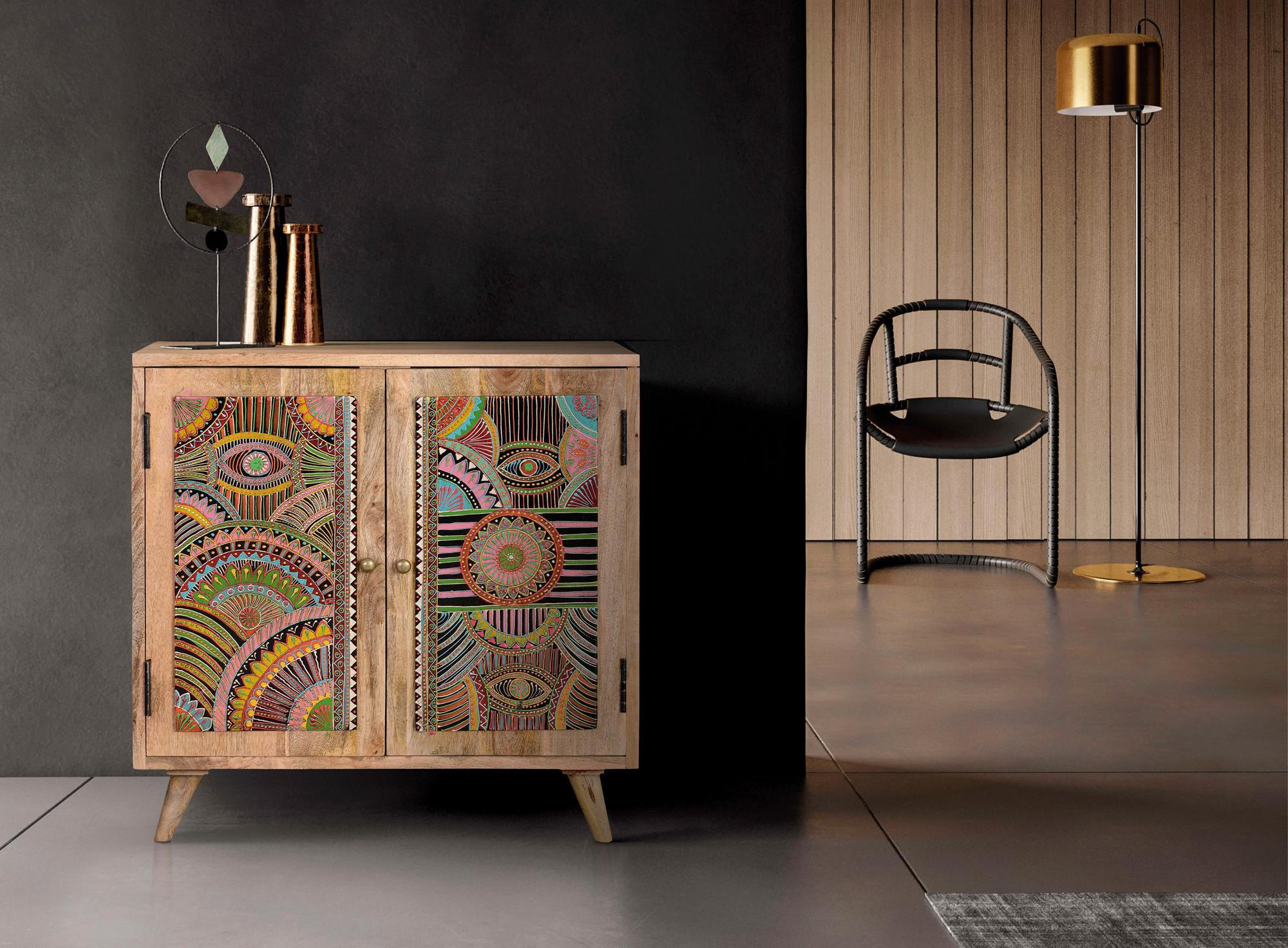 KOMMODE natürliches und mehrfarbiges Mangoholz - Braun, Holz (60/60/30cm) - Giner y Colomer