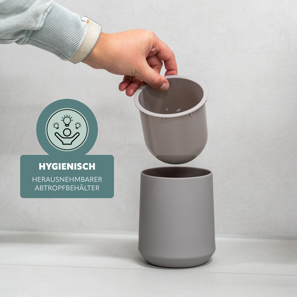 WC-GARNITUR TESERO, Kunststoff, taupe - Taupe, Kunststoff (10.5/39.5/10.5cm) - eluno