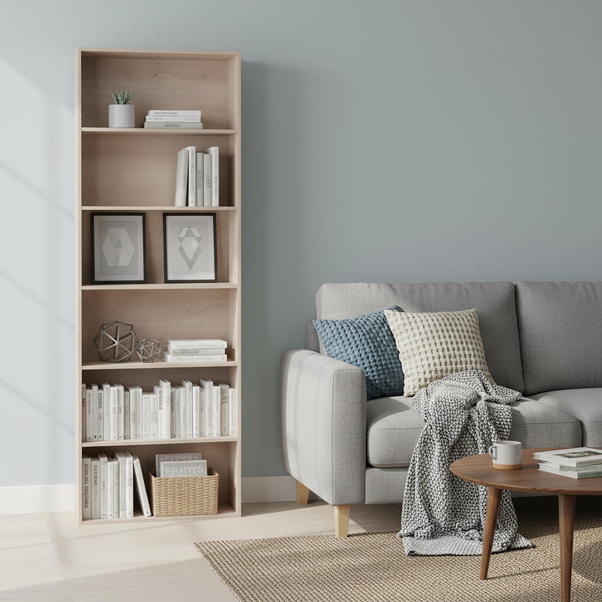 BÜCHERREGAL - Hellbraun, Holzwerkstoff (60/178.5/24cm) - Relaxdays