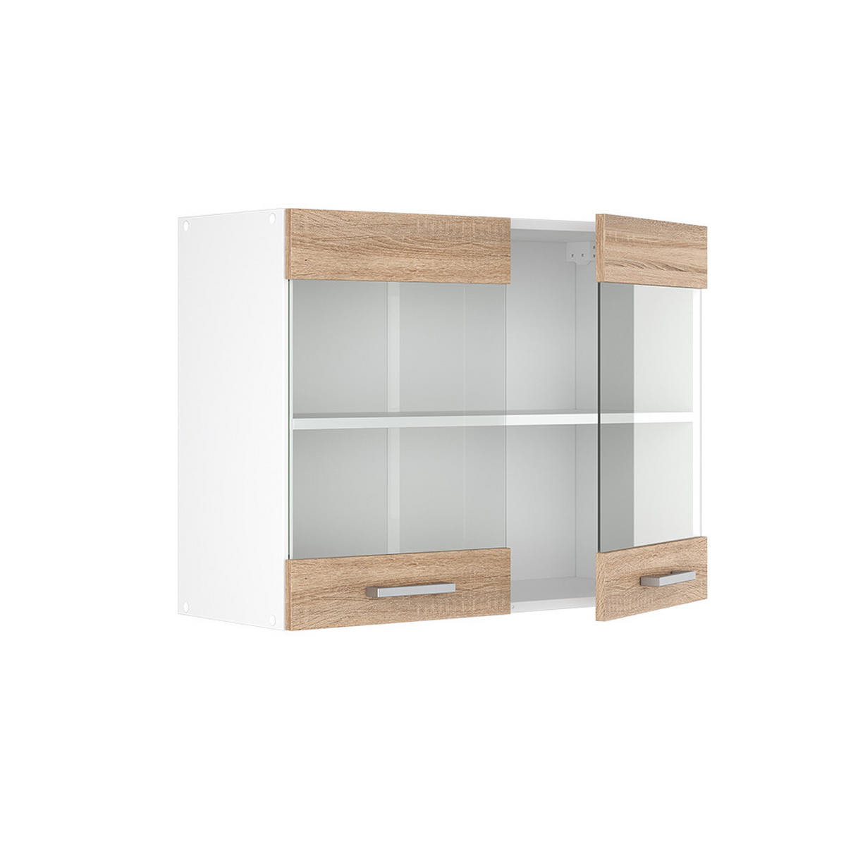 KÜCHENGLASSCHRANK R-Line Sonoma 80 cm - Weiß/Sonoma Eiche, Holzwerkstoff (80/60/31cm) - Vicco