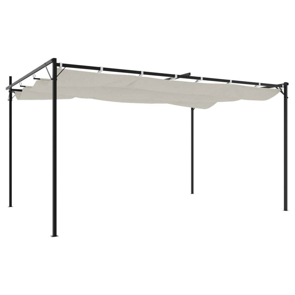 TERRASEENÜBERDACHUNG mit Schiebedach OLIMP Creme 395x292x230 cm - Creme, Metall (395/230/292cm) - DELUKE