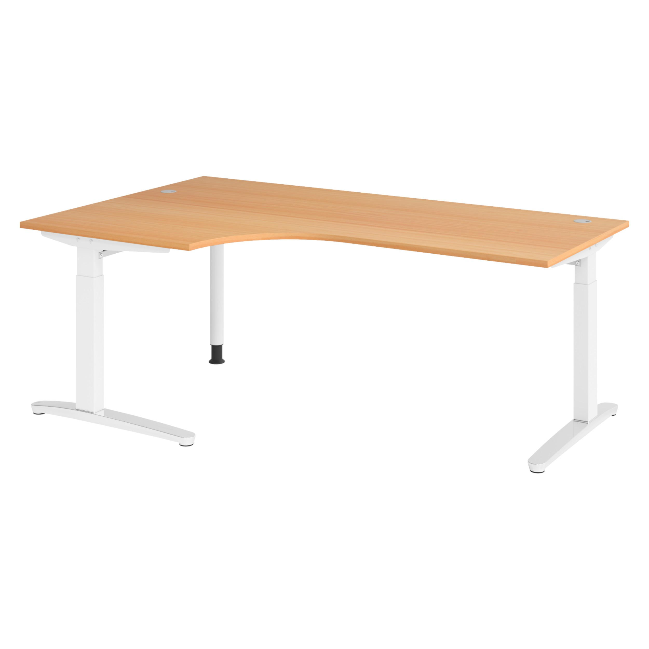 SCHREIBTISCH Serie-XB 120/200/74 cm in Buchefarben/Weiß/Alu poliert - Buchefarben/Silberfarben, Holzwerkstoff (120/200/74cm) - bümö