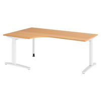 SCHREIBTISCH Serie-XB 120/200/74 cm in Buchefarben/Weiß/Alu poliert - Buchefarben/Silberfarben, Holzwerkstoff (120/200/74cm) - bümö