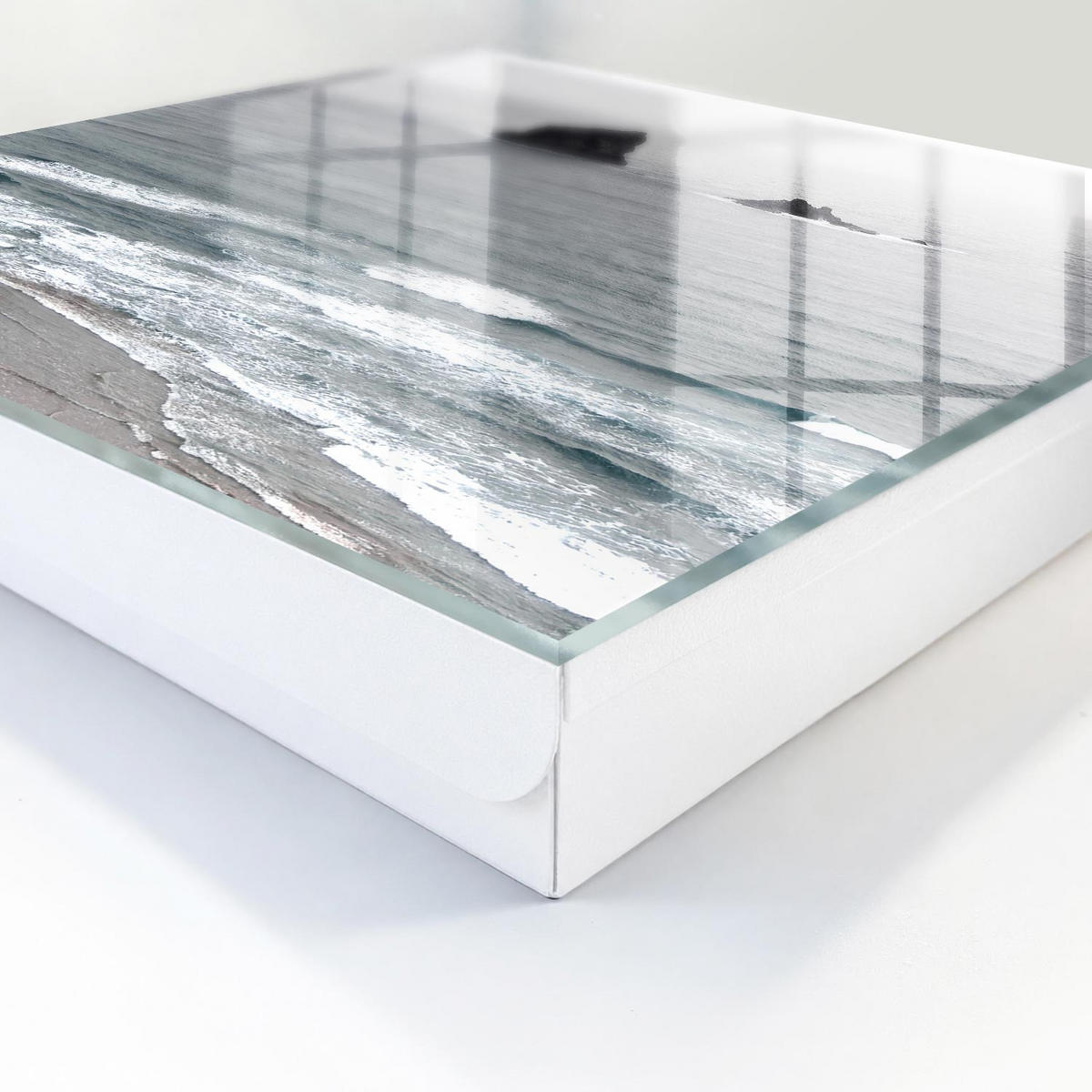 SCHLÜSSELBOX Weiß 30x30 cm – Türöffnung nach rechts - Meer aus Felsen - Grau, Metall (30/30/5cm) - TULUP