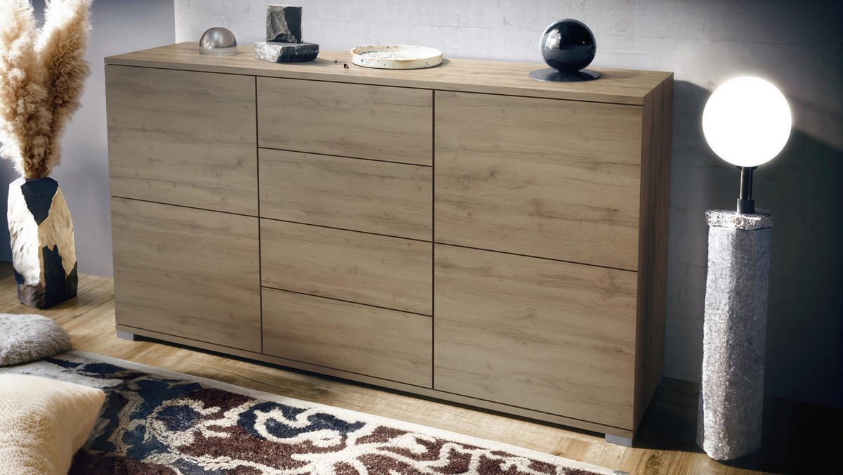 SIDEBOARD Rova Eiche Evoke - Eiche San Remo, Holzwerkstoff (138.5/75.5/35cm) - Vladon