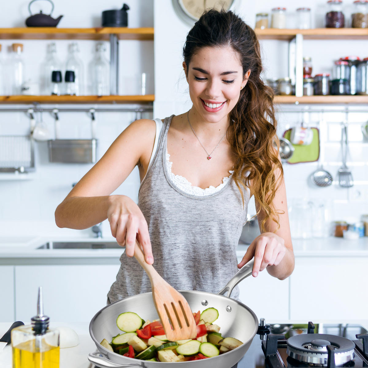 EDELSTAHL-WOK - Silberfarben, Glas/Metall (32/60/16cm) - Relaxdays