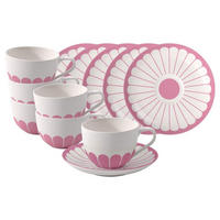 CAPPUCCINOTASSEN MIT UNTERTASSEN Fleur Couleur Cassis 300 ml 6er Set - Pink, Keramik (0.3L) - Villeroy & Boch