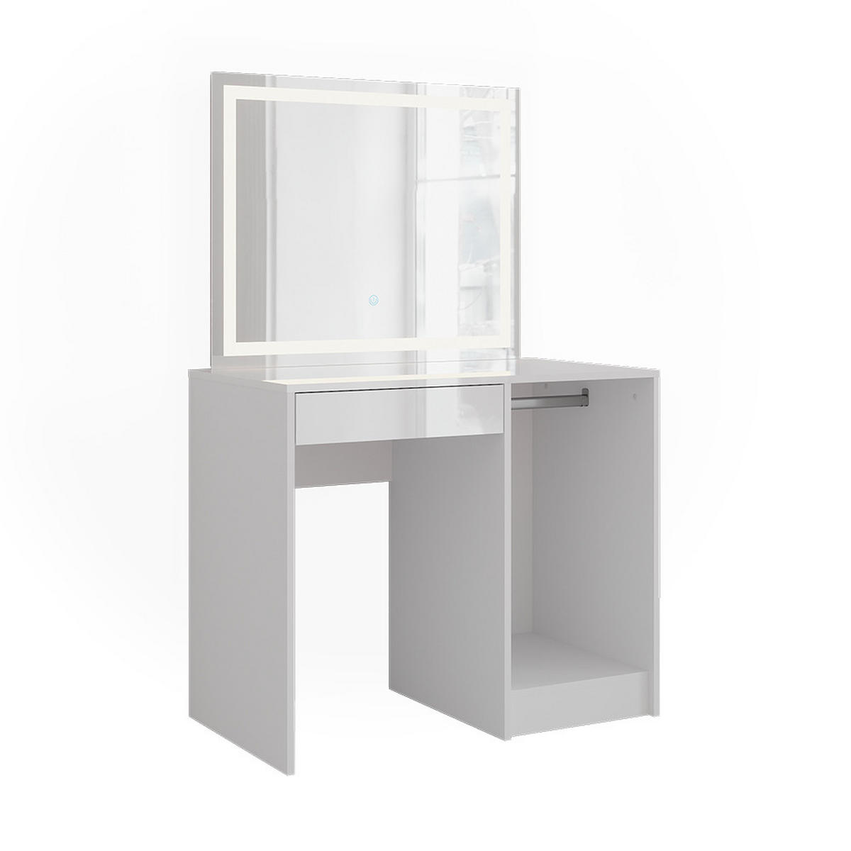 SCHMINKTISCH Sherry Weiß/Weiß Hochglanz 89.8 cm mit LED-Spiegel - Weiß Hochglanz, Holzwerkstoff (89.8/76/50.1cm) - Vicco