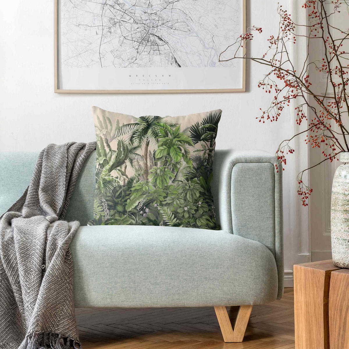 DEKOKISSEN Dschungelpflanzen in Grün 50/50 cm - Grün, Textil (50/50/10cm) - Bilderwelten