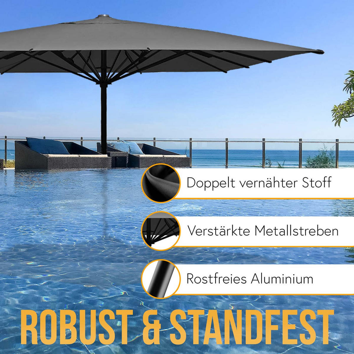 GASTRONOMIE-LUXUS-SONNENSCHIRM Anthrazit - Anthrazit, Textil (500/500cm) - MCW