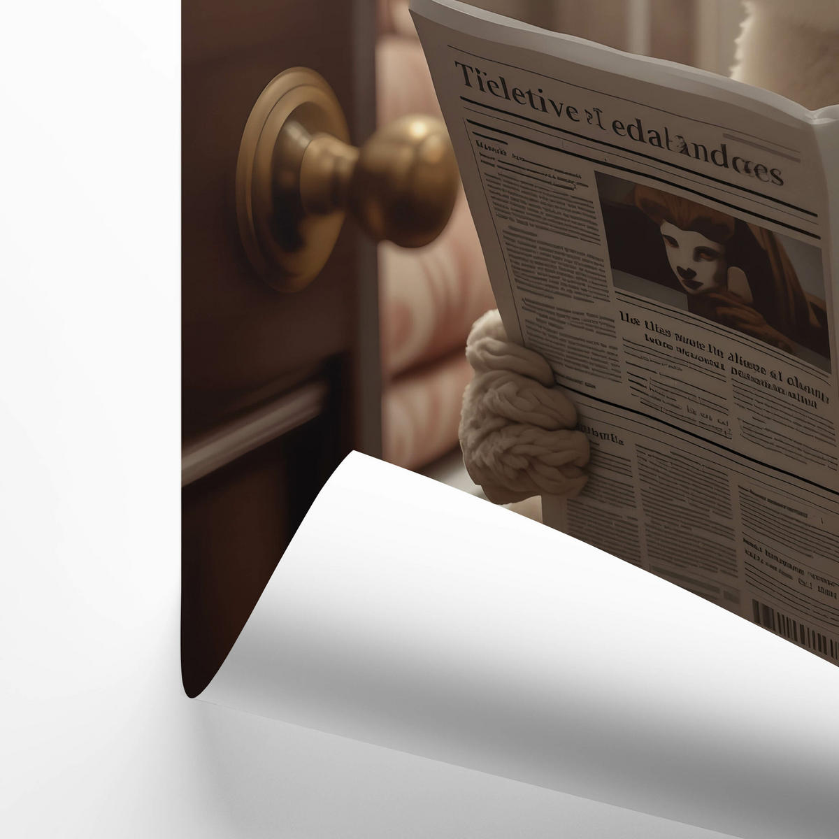 POSTER für WC Badezimmer ALPAKA mit Zeitung auf Toilette Abstraktion 50x70cm - Beige/Schwarz, Papier (50/70/70cm) - Muralo