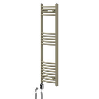 HANDTUCHHEIZKÖRPER elektrisch 400 x 1200 mm Beige Badheizkörper gebogen mit Seitenanschluss mit Heizstab 600W - Beige, Metall (40/120/3cm) - LuxeBath