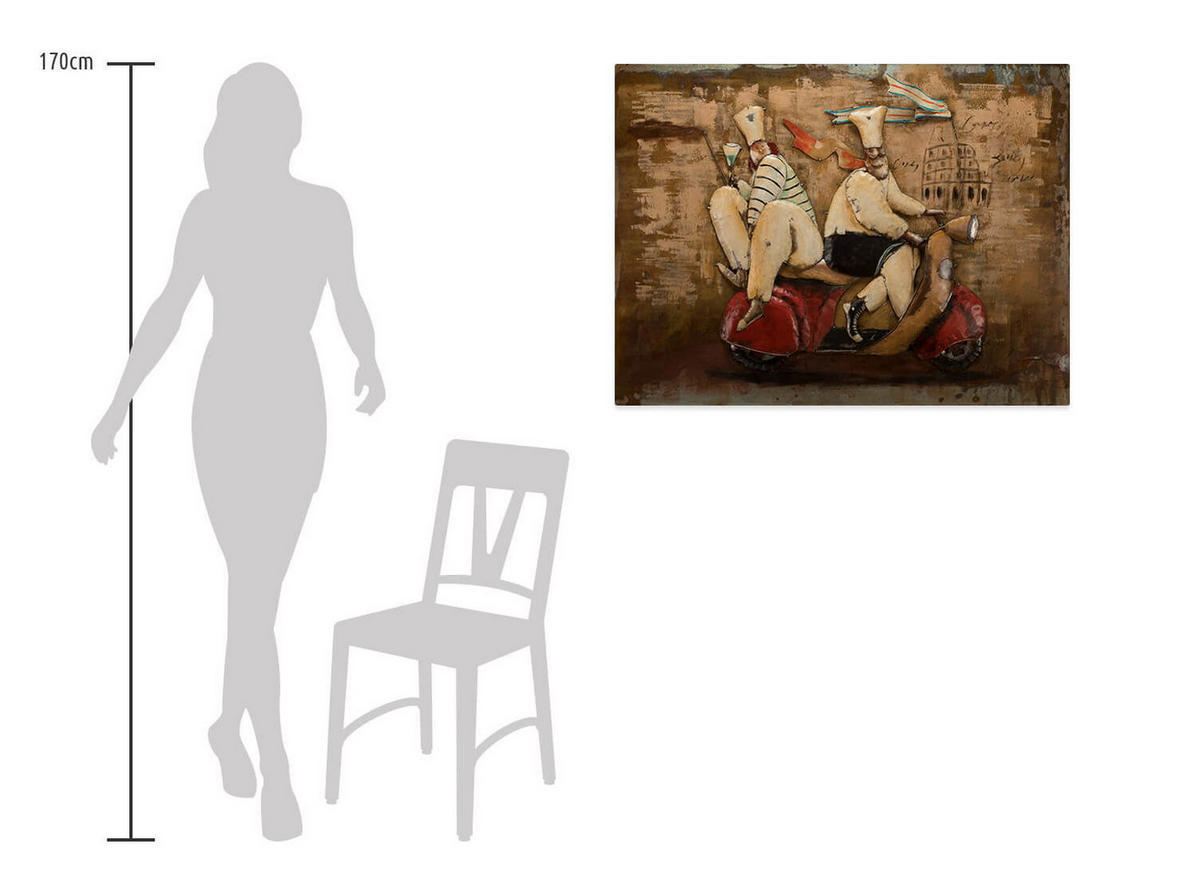 METALLBILD Rot 100/70 cm - Beige/Rot, Metall (4.6/70cm) - KUNSTLOFT