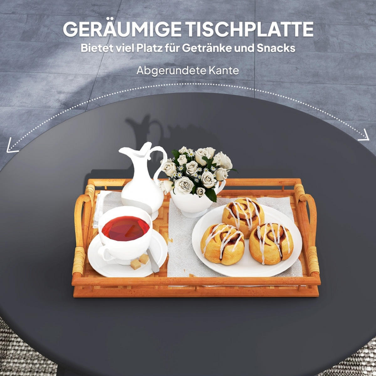 GARTEN BEISTELLTISCH Ø70 cm Schwarz - Schwarz, Metall (70/70/42cm) - ComfortXL