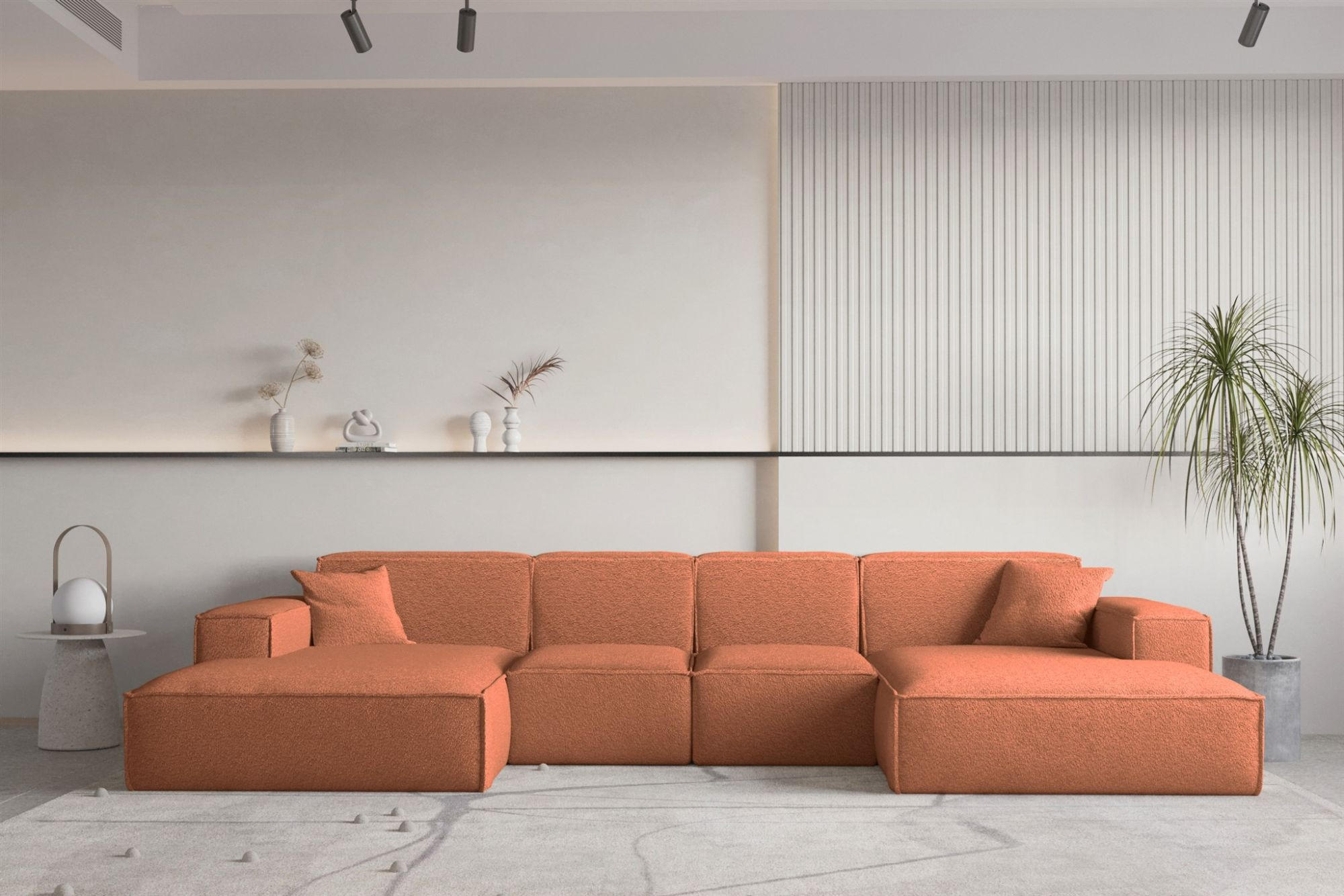 WOHNLANDSCHAFT Celes Premium Xs Bukla - Kupferfarben, Holzwerkstoff/Textil (342/73/165cm) - Fun Möbel