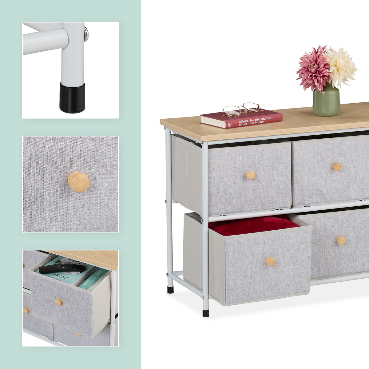 SIDEBOARD - Multicolor/Braun, Holz/Holzwerkstoff (87/51/32cm) - Relaxdays