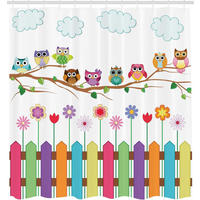 DUSCHVORHANG mehrfarbig Stoff Set Dekor Badezimmer mit Haken - Multicolor, Textil (200/180cm) - MCBOSON