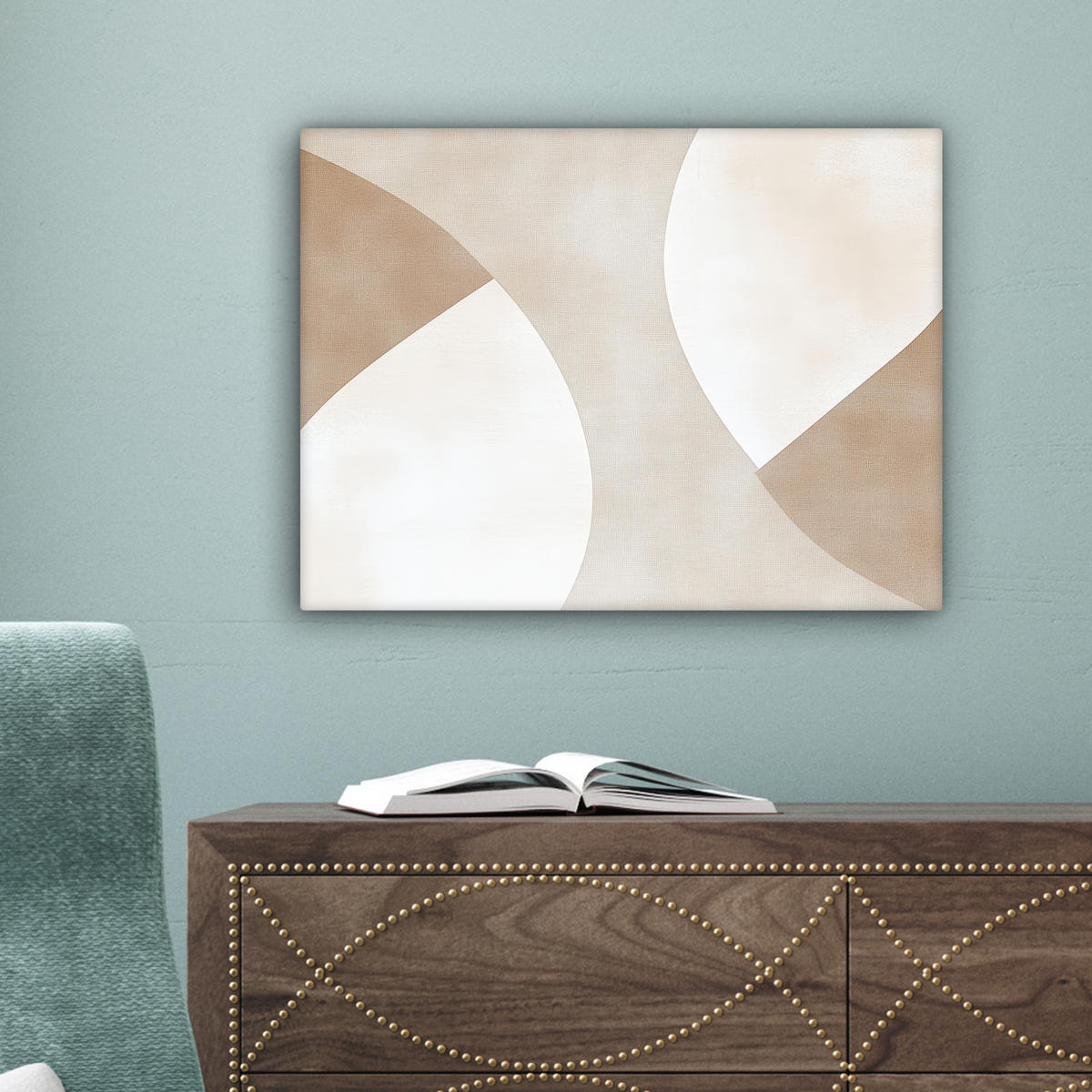 LEINWANDBILD Braun - Japandi - Abstrakt 40x30 cm - Sandfarben, Textil (40/30cm) - MuchoWow