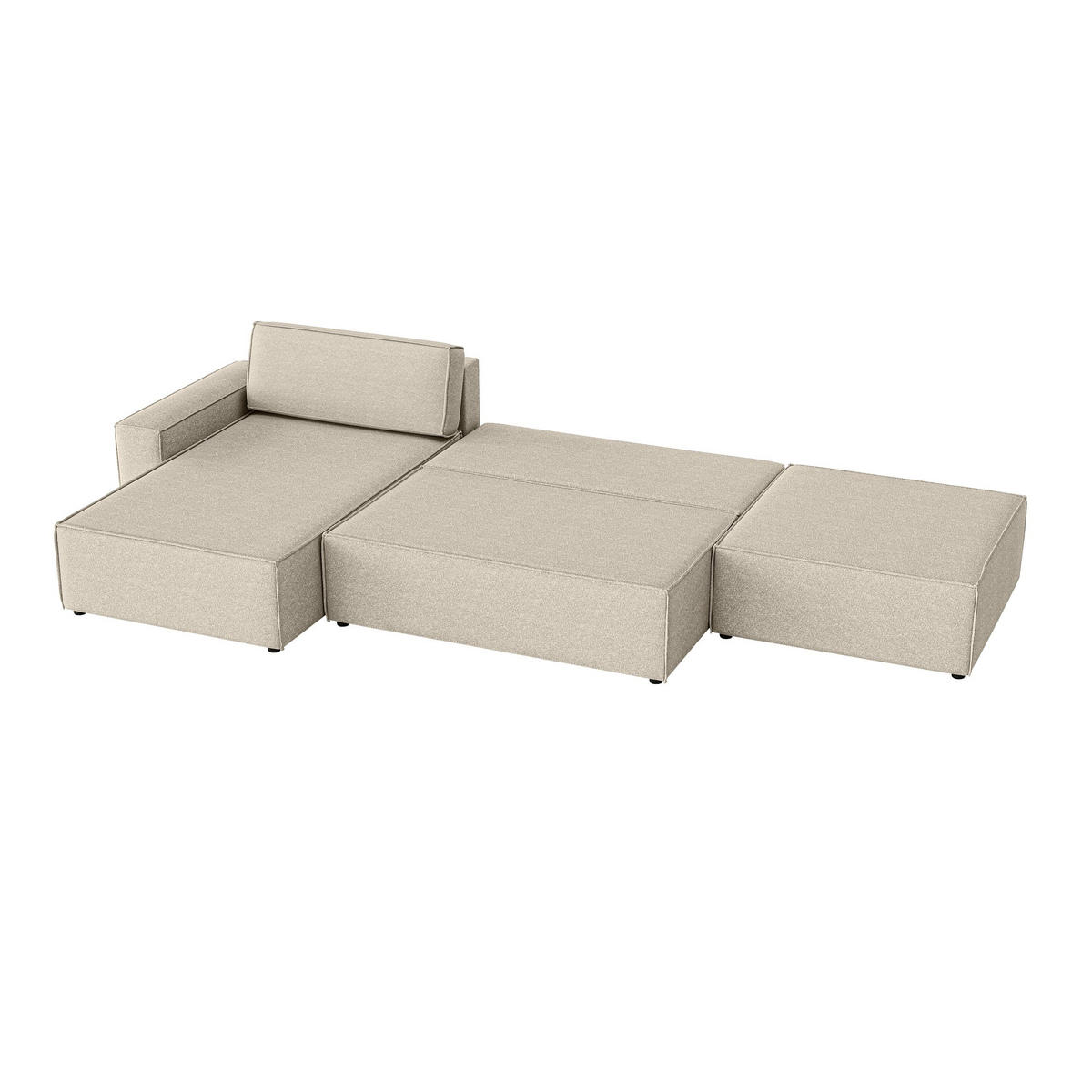 ECKSOFA Lummo La mit Schlaffunktion, Beige - Beige, Textil (363/185cm) - Fedve