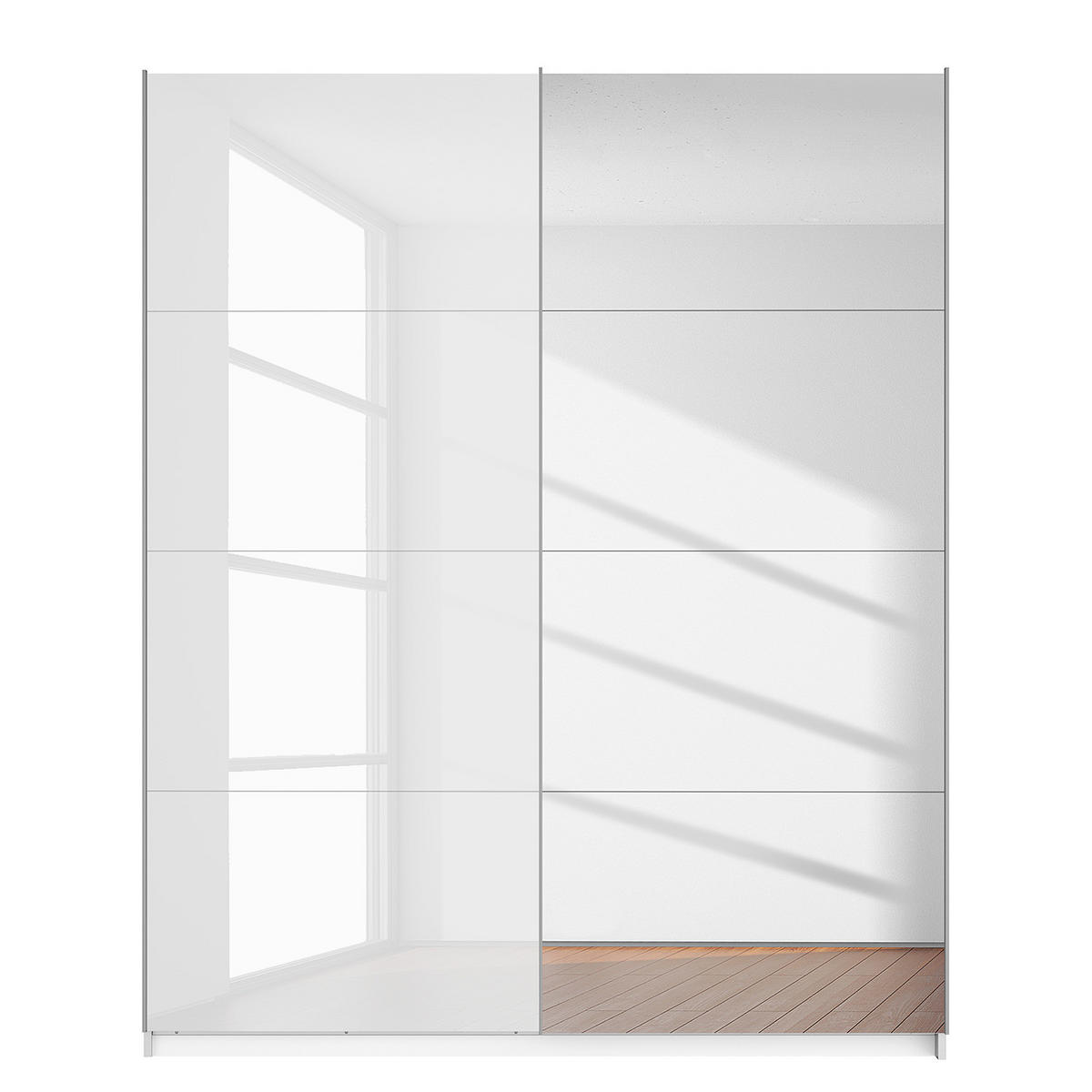 SCHWEBETÜRENSCHRANK - Weiß Hochglanz, Glas/Holzwerkstoff (181/222/68cm) - home24