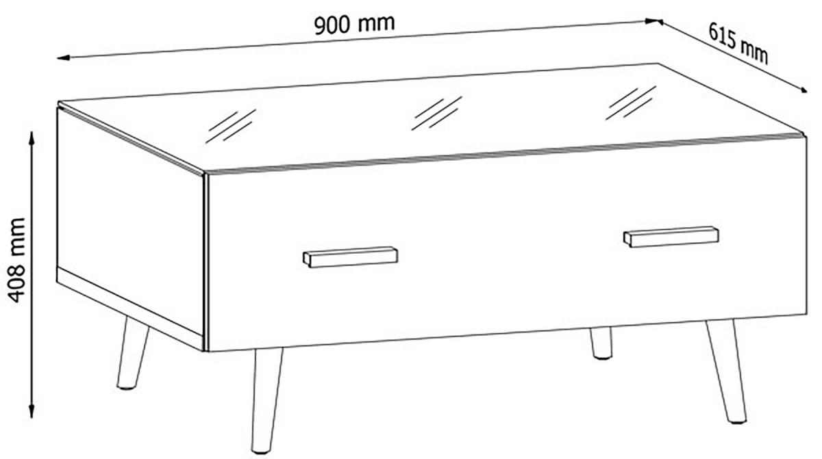 COUCHTISCH Brillo grau Hochglanz / weiß / rauchglas schwarz / Eiche Artisan 90 / 65 / 40,8cm - Graphitfarben/Grau, Holz/Holzwerkstoff (65/90/40.8cm) - Feldmann-Wohnen