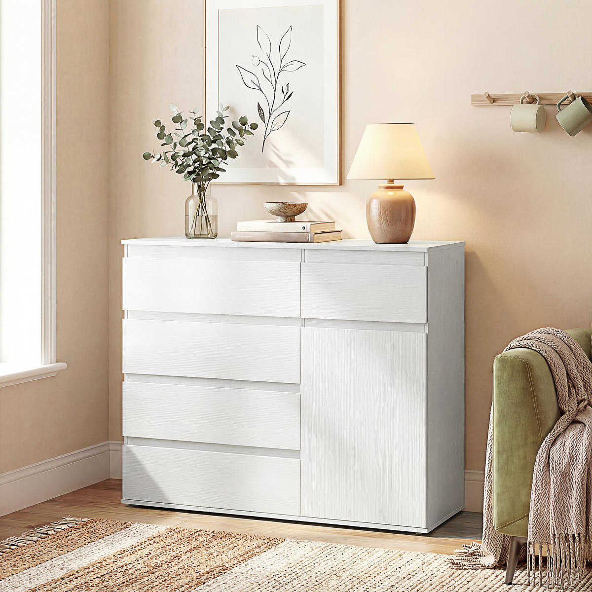 KOMMODE Weiß 100/40/80 cm - Weiß, Holzwerkstoff (100/80/40cm) - PANGIVO