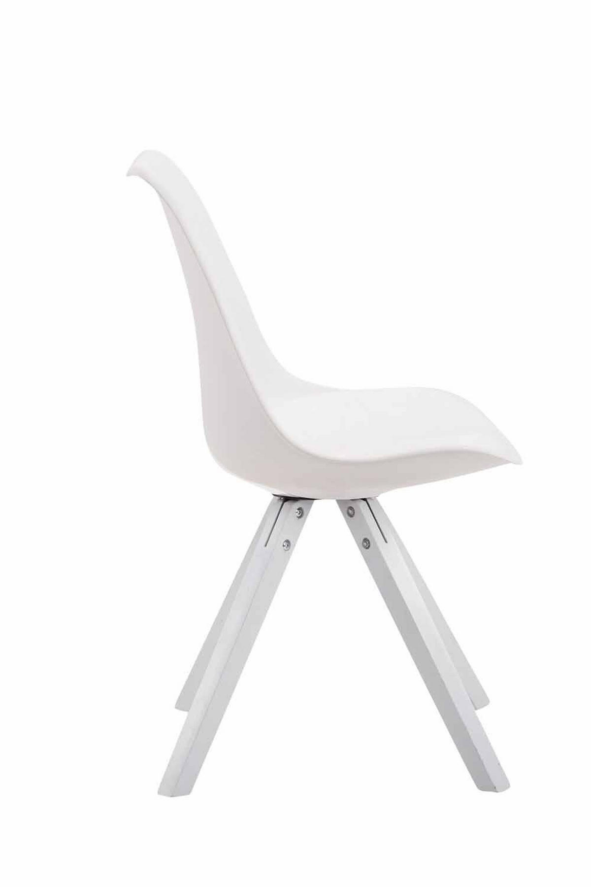STUHL Lederlook weiß - Weiß, Holz/Textil (47.5/83/55.5cm) - CLP