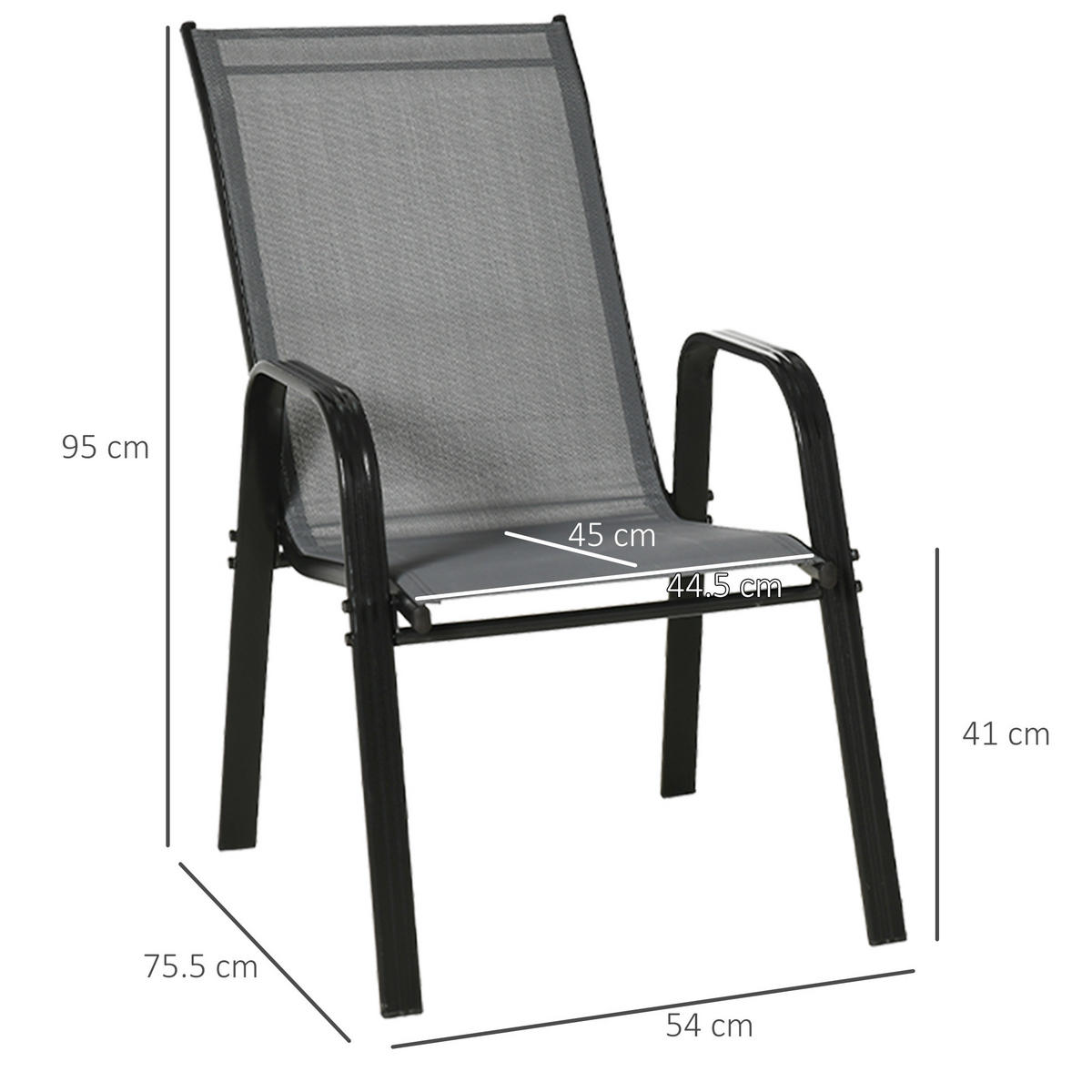 GARTENSTUHL Grau 4 Stück - Grau, Metall (54/95/75.5cm) - GiPP