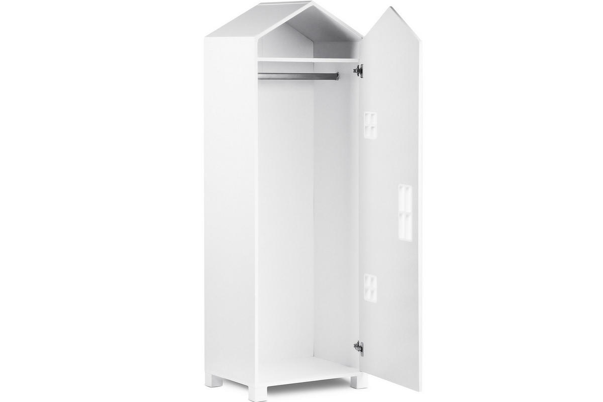 KINDERKLEIDERSCHRANK MIRUM mit Einlegeböden und Bar, Weiß/Grau - Weiß/Grau, Holz (57/172/45cm) - KONSIMO®