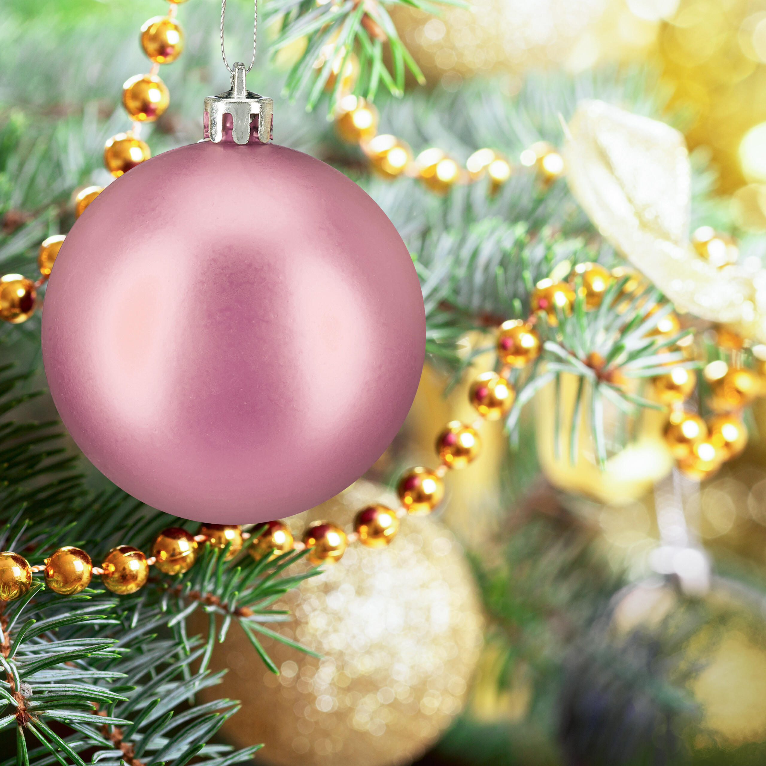 100XWEIHNACHTSKUGELN - Rosa, Kunststoff (6/7/6cm) - Relaxdays